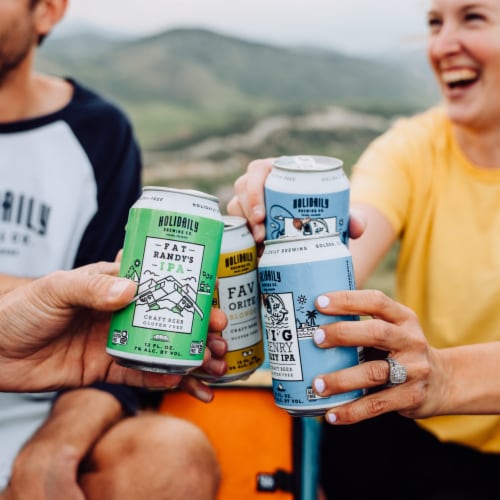 Holidaily Big Henry Hazy IPA Gluten Free Craft Beer Perspective: left