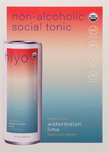 Hiyo® Organic Watermelon Lime Non-Alcoholic Seltzer Cans Perspective: left