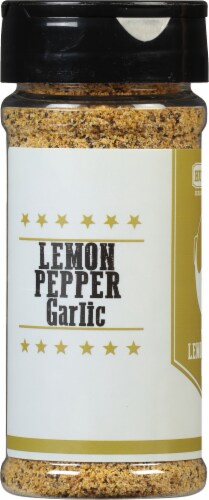Hunter's Lemon Pepper Garlic Seasoning & Dry Rub Perspective: left