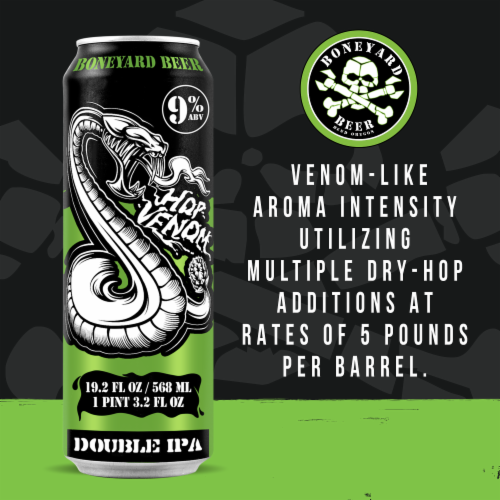 Boneyard Beer Hop Venom DIPA Craft Beer Can Perspective: left