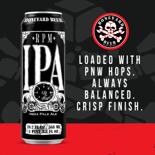 Boneyard RPM IPA Beer Single Can Perspective: left