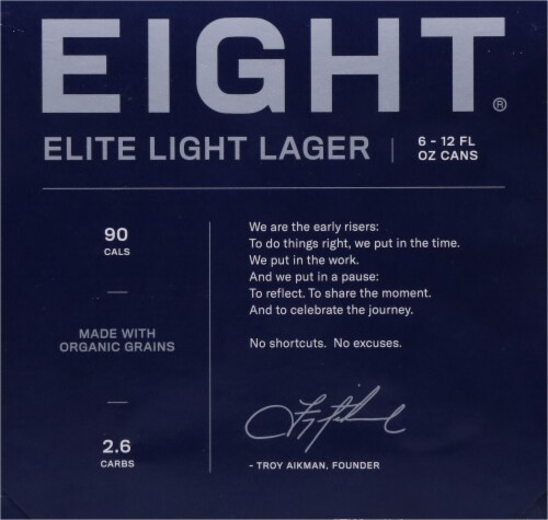 Eight® Elite Light Lager Beer Perspective: left
