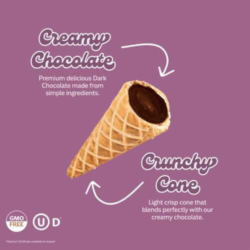 Muddy Bites® Dark Chocolate Waffle Cone Snacks Perspective: left