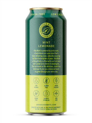 Yerba Maté Vida Maté Lemon Mint Energy Drink Can Perspective: left