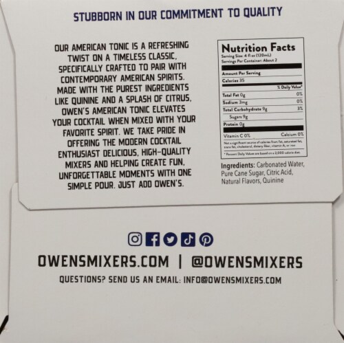 Owen's Craft American Tonic Non-Alcoholic Can Mixers Perspective: left