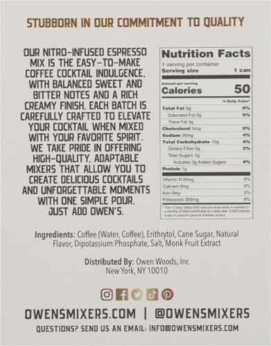 Owen's Nitro Infused Dairy Free Espresso Mixers Perspective: left