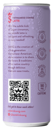Sang Saigon Cinnamon Oatmilk Latte Vietnamese Coffee Perspective: left