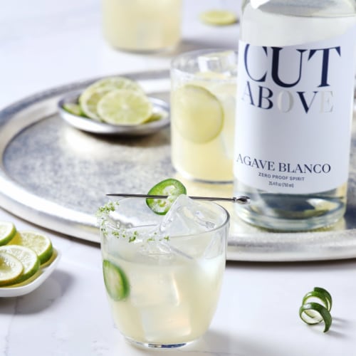 Zero Alcohol Agave Blanco | Premium Zero Proof Tequila Inspired | Alcohol Free Cocktails Perspective: left
