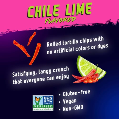 Zack's Mighty Chile Lime Rolled Tortilla Chips Perspective: left