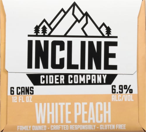 Incline Cider Company White Peach Hard Cider Cans Perspective: left