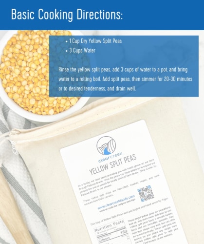 Clear Creek Yellow Split Peas, 25 LB Bucket for Long Term Food Storage Perspective: left