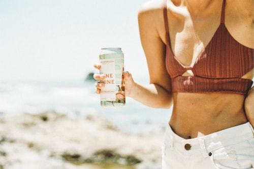 JuneShine Blood Orange Mint Hard Kombucha Single Can Perspective: left