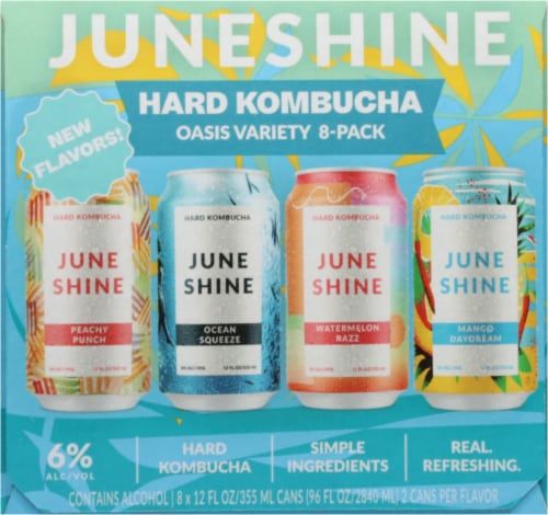 JuneShine Hard Kombucha Oasis Variety Pack Perspective: left