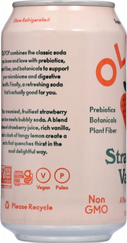 Olipop® Strawberry Vanilla Soda Can Perspective: left