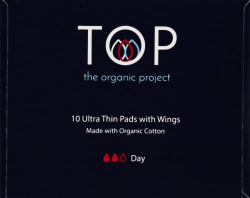 TOP Regular Absorbency Organic Cotton Ultra Thin Period Pads with Wings Perspective: left