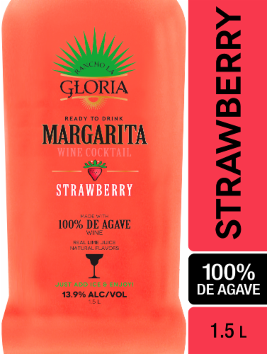 Rancho La Gloria Strawberry Margarita Ready to Drink Cocktail Single Bottle Perspective: left