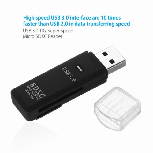 USB 3.0 2 in 1 HighSpeed Memory Card Reader Adapter for Micro SD SDXC TF T-Flash Perspective: left