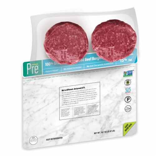 Pre® 85% Lean Beef Burger Patties Perspective: left