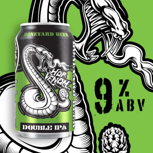 Boneyard Beer HopVenom DIPA Craft Beer Perspective: left