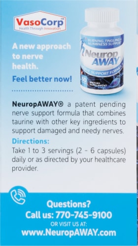 NeuropAWAY® Nerve Support Formula Dietary Supplement Capsules Perspective: left
