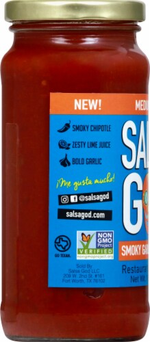 Salsa God™ Smoky Garlic Chipotle Medium Heat Restaurant Style Salsa Perspective: left