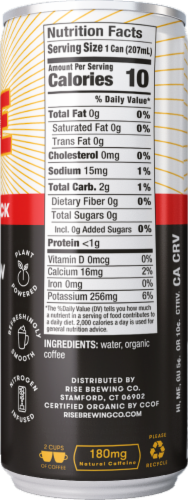 Rise Brewing Co Original Black Nitro Cold Brew Coffee Perspective: left