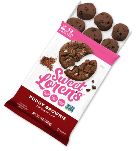 Sweet Loren's Gluten Free Fudgy Brownie Cookie Dough Perspective: left