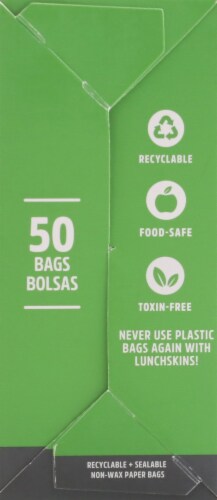 Lunchskins Recyclable and Sealable Stripe Quarts Paper Bags Perspective: left