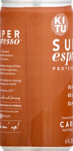 Super Espresso Caramel Enhanced Espresso Beverage Perspective: left