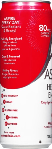 Aspire Healthy Energy Dark Cherry Lime Calorie Burning Energy Drink Can Perspective: left