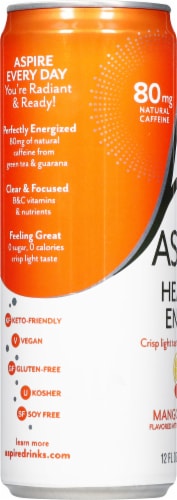 Aspire Mango Lemonade Calorie Burning Energy Drink Can Perspective: left
