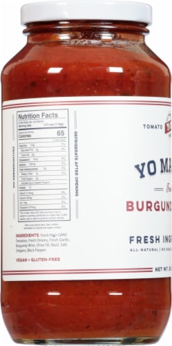 Yo Mama’s Foods French Burgundy Wine Tomato Sauce Perspective: left