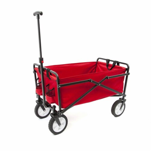 Seina Steel Compact Collapsible Folding Outdoor Portable Utility Cart - Red Perspective: left