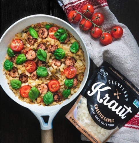 Cleveland Kraut Roasted Garlic Sauerkraut Perspective: left