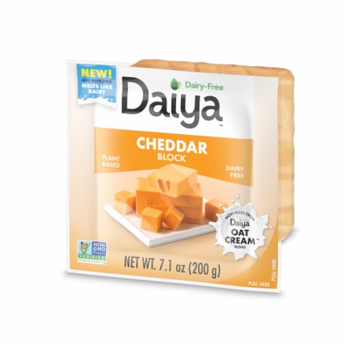 Daiya Dairy Free Medium Cheddar Block Cheese Perspective: left