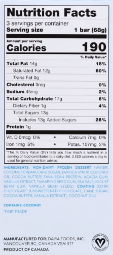 Daiya Classic Vanilla Bean Coconut Non-Dairy Frozen Dessert Bars Perspective: left