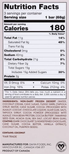 Daiya Chocolate Fudge Crunch Coconut Non-Dairy Frozen Dessert Bars Perspective: left