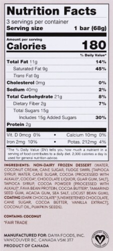Daiya Chocolate Fudge Crunch Coconut Non-Dairy Frozen Dessert Bars Perspective: left