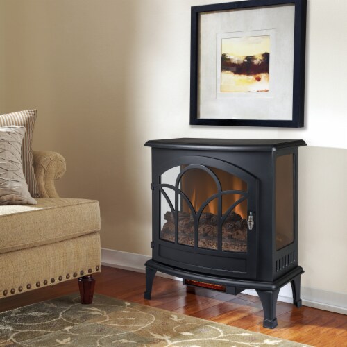 Pleasant Hearth Curved Front Infrared Panoramic Electric Stove - Black Perspective: left