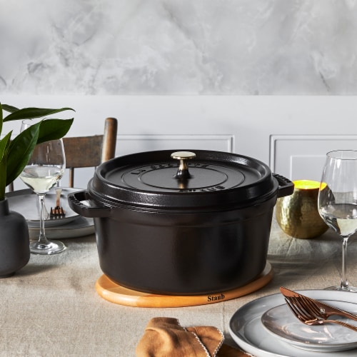 Staub 4 Qt. Cast Iron Round Dutch Oven in Black – Premium Home Source