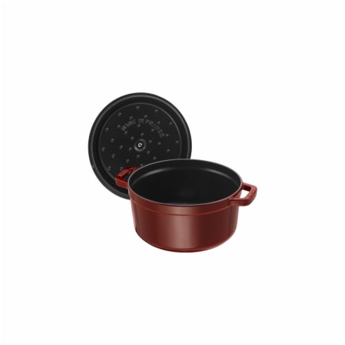Staub Cast Iron 5.5-qt Round Cocotte - Grenadine Perspective: left