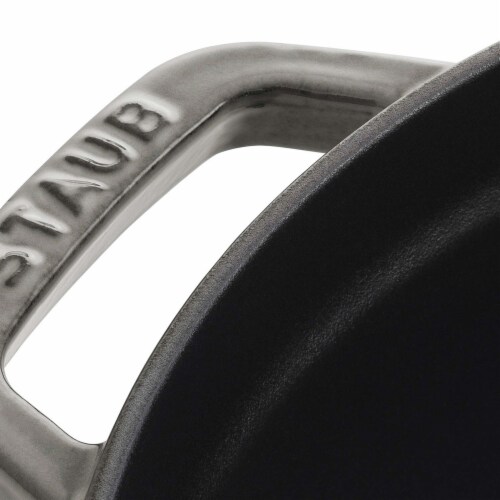 Staub Cast Iron 7-qt Round Cocotte - Graphite Grey Perspective: left