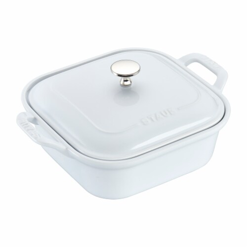 Staub Ceramics 4-pc Baking Pans Set, Casserole Dish with Lid, Brownie Pan, White Perspective: left