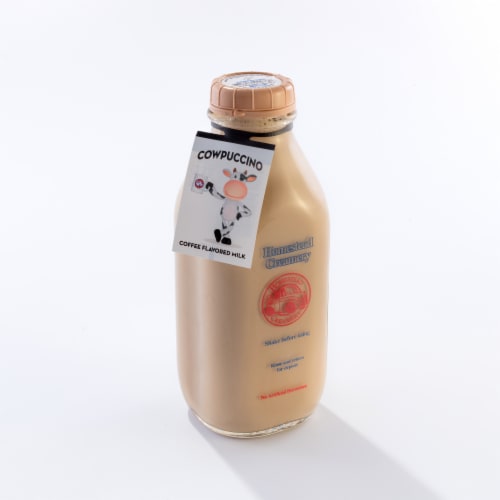 Homestead Creamery Cowpuccino Coffee Flavored Milk Perspective: left