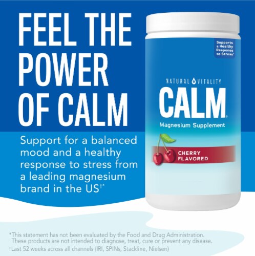 Natural Vitality CALM Cherry Magnesium Supplement Drink Mix Perspective: left