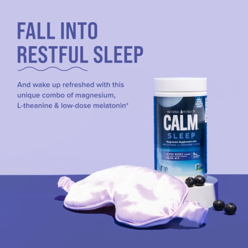 Natural Vitality CALM Mixed Berry Flavored Sleep Magnesium Supplement Drink Mix Perspective: left