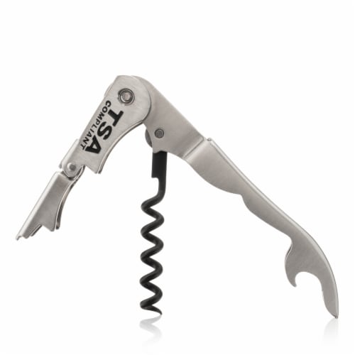 Stainless Steel Double-Hinged TSA-Compliant Corkscrew Perspective: left