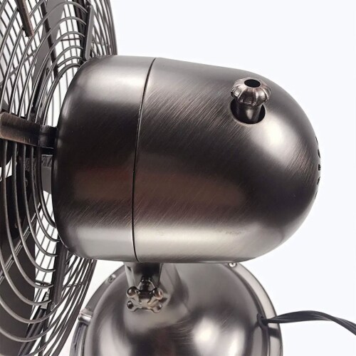 Hunter 90407 12  All Metal Retro Oscillating Table Fan w/ 3 Speeds, Onyx Copper Perspective: left