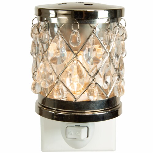 Oak & Rye Tear Drop Mini Wax Warmer - Crystal/Silver Perspective: left
