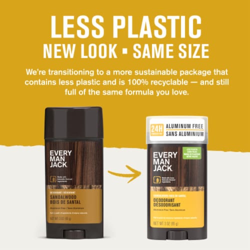 Every Man Jack Mens Deodorant Stick Sandalwood Aluminum-Free Perspective: left